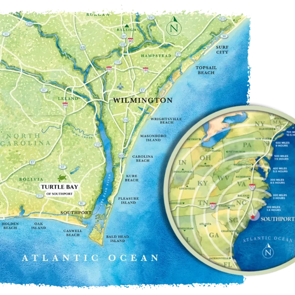 Southport NC coastal map