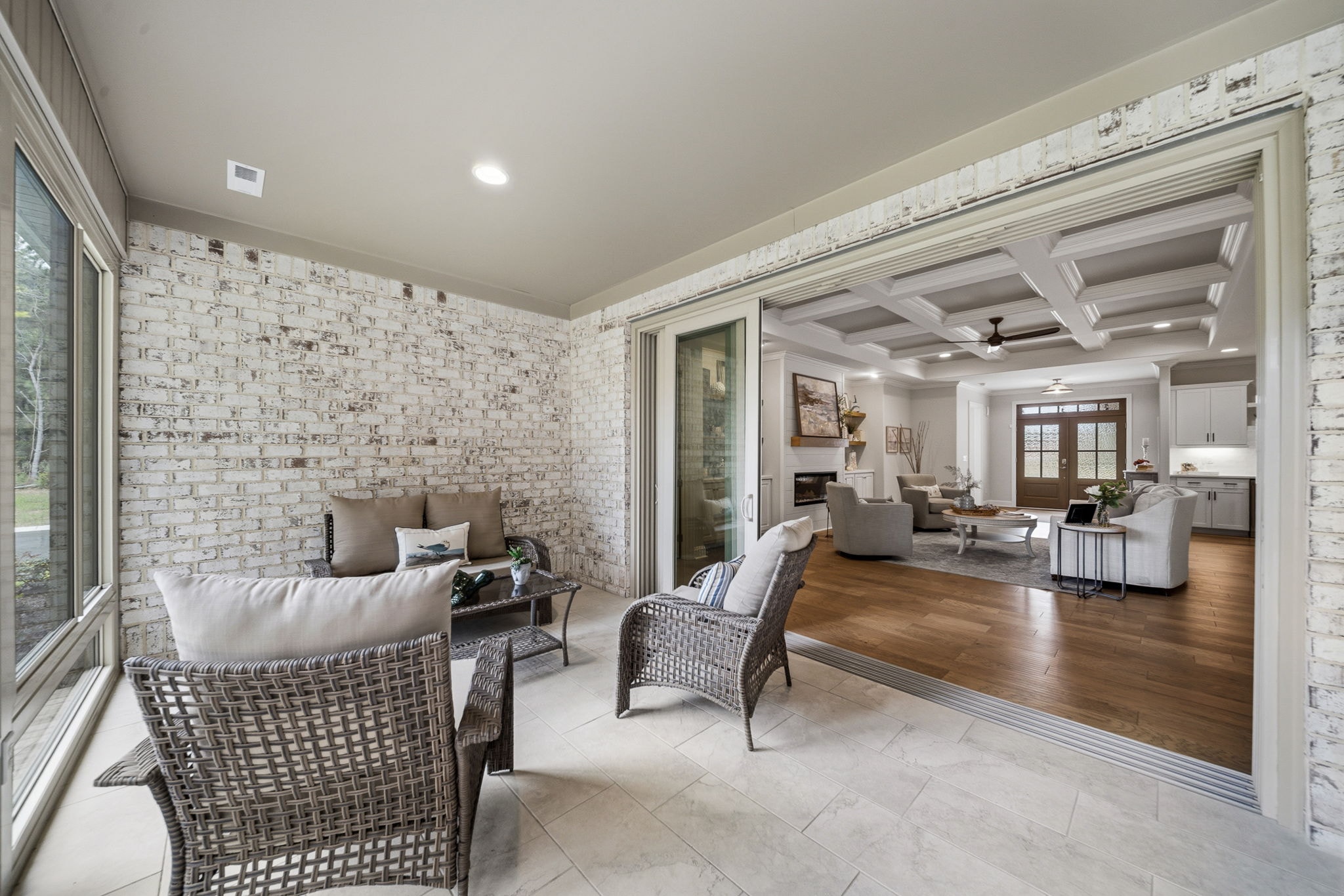 Pine Island sunroom open to living room
