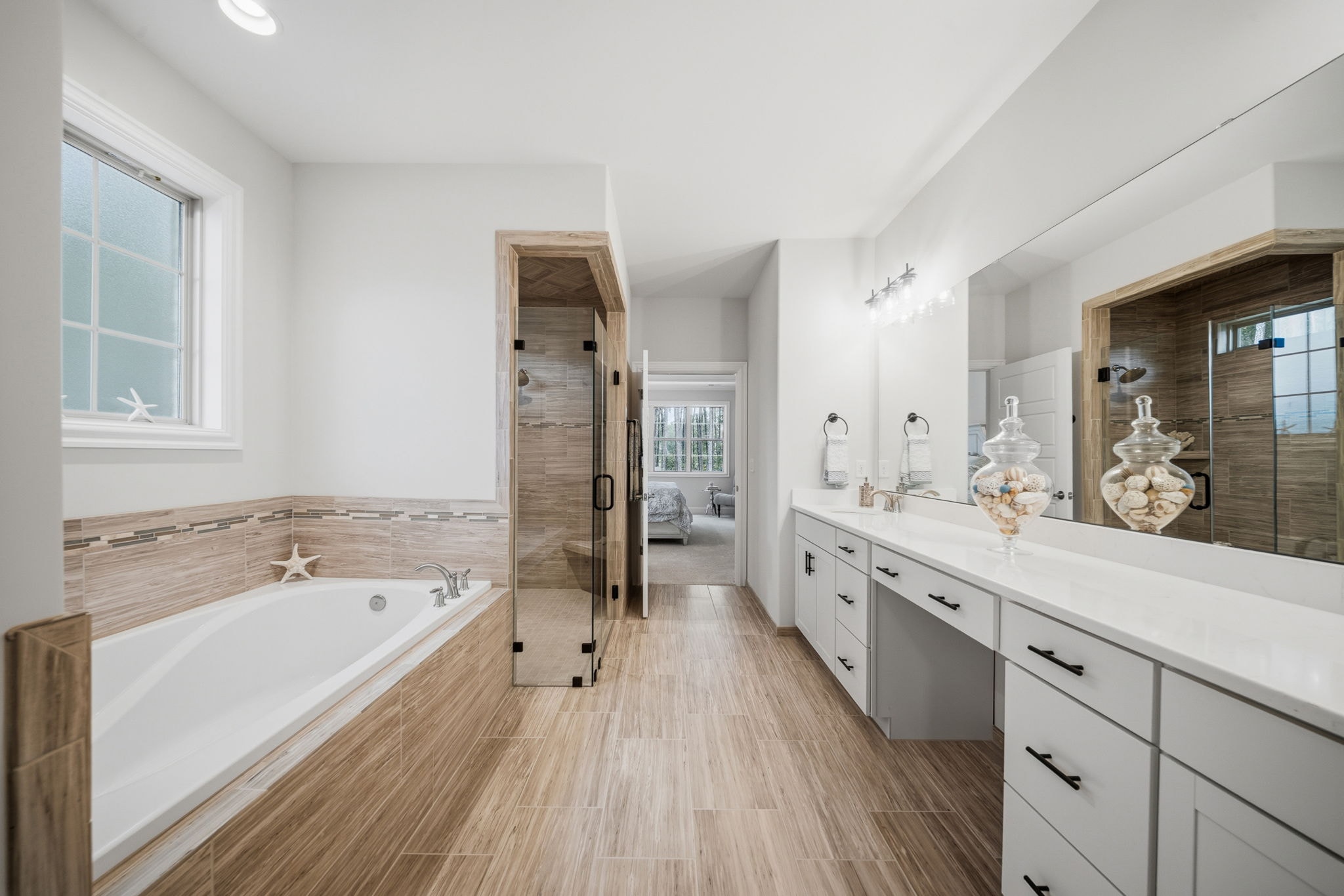 Pine Island master bath with soaking tub and walk-in shower
